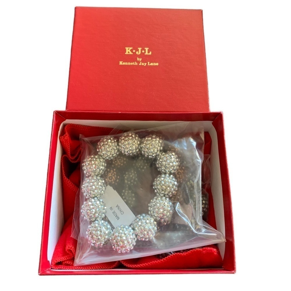🆕 Kenneth Jay Lane Box Set of Disco Balls Stretch Bracelets